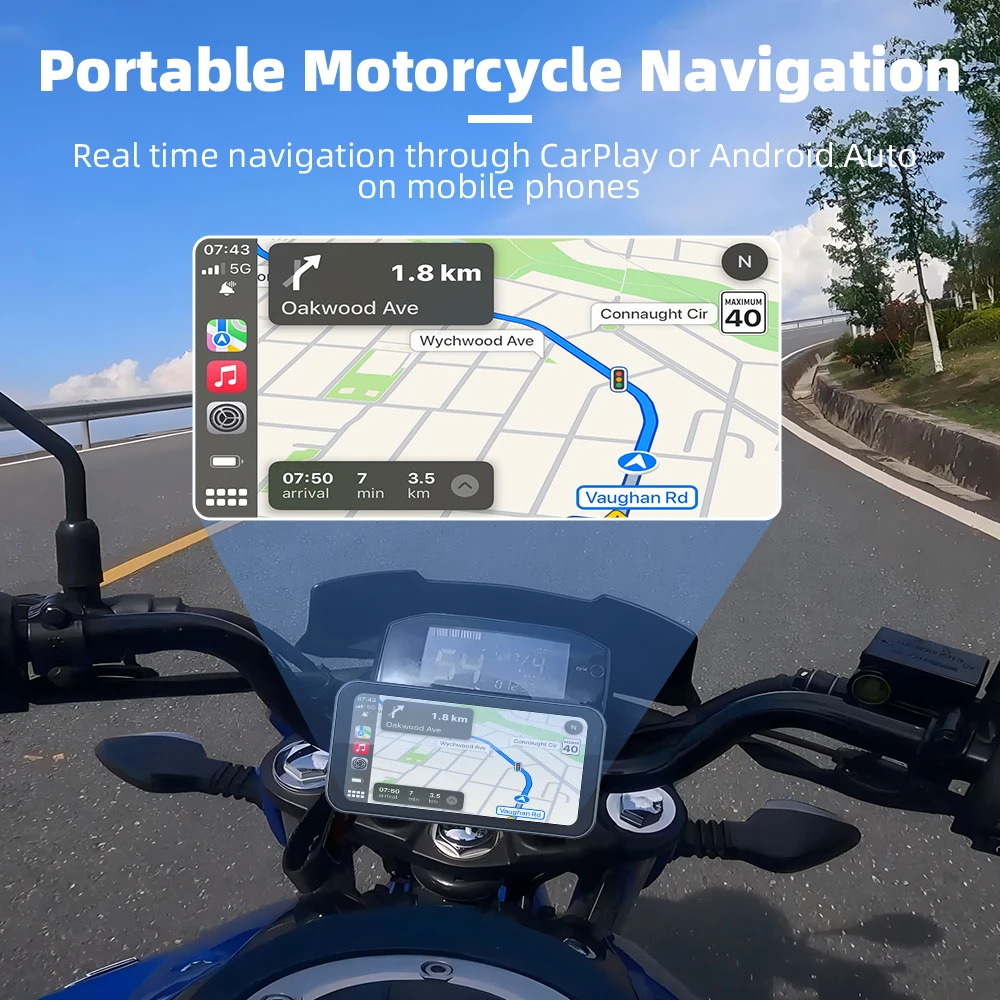 JMC Universal 6.25 Inch Linux For Motorcycle Portable Multimedia Wireless CarPlay Android Auto BT Portable Navigation Device