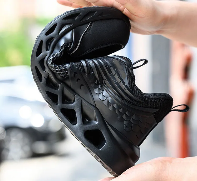New design rotating button safety shoes men anti-smash shock resistant sport shoes