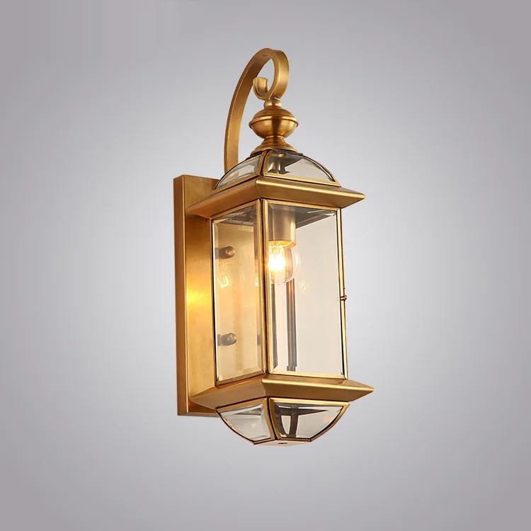 Luxury Brass Glass Euro Style Decorative Wall Sconce Lantern Lighting Restaurant Garden Hotel Nordic Outdoor Wall Lamp