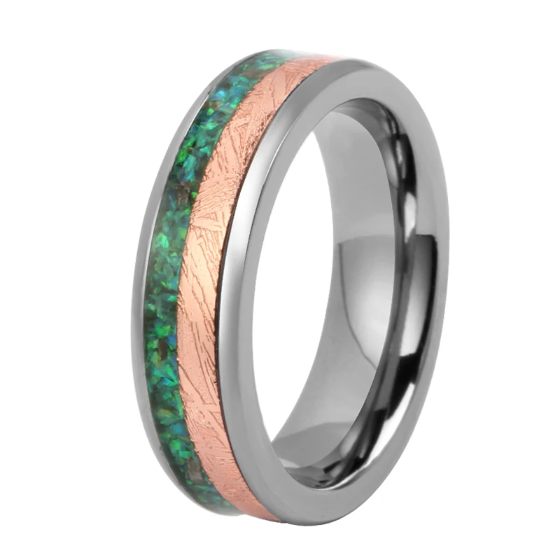 Stainless steel antler inlay meteorite ring men rings