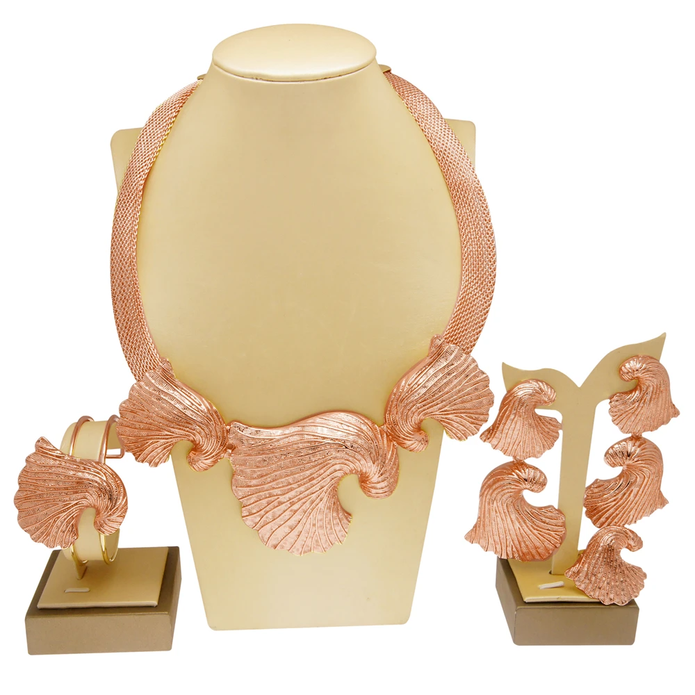 New design 24k Italian gold plated women jewelry set necklace Hot gold jewelry sets for party