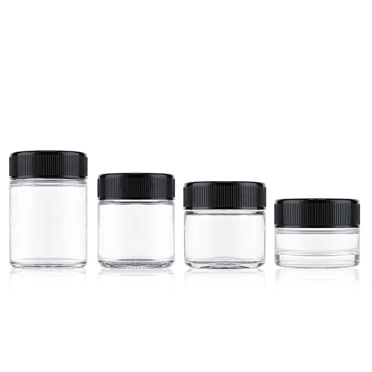 3 5 6 10 oz child resistant lid glass jar 50 70 110 230 ml smell proof dry flower straight side jar container glass packaging