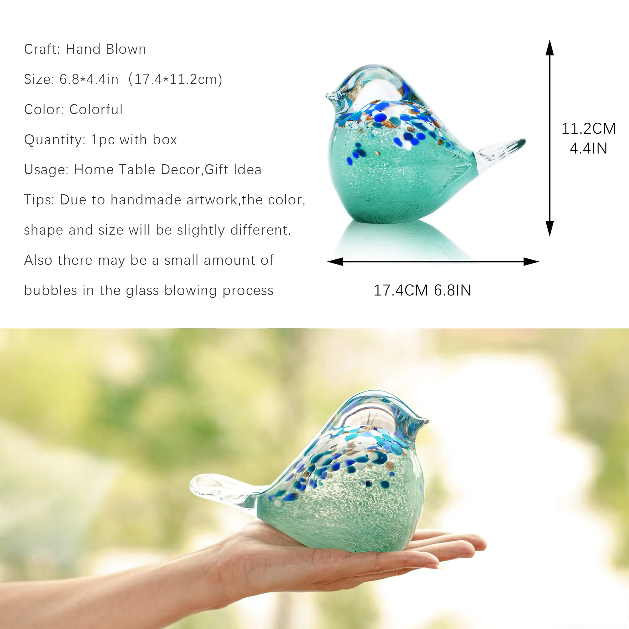 Bird Figurines Bird Paper Weight Art Animal Collectibles Home Table Decor Handmade Glass Home Decoration