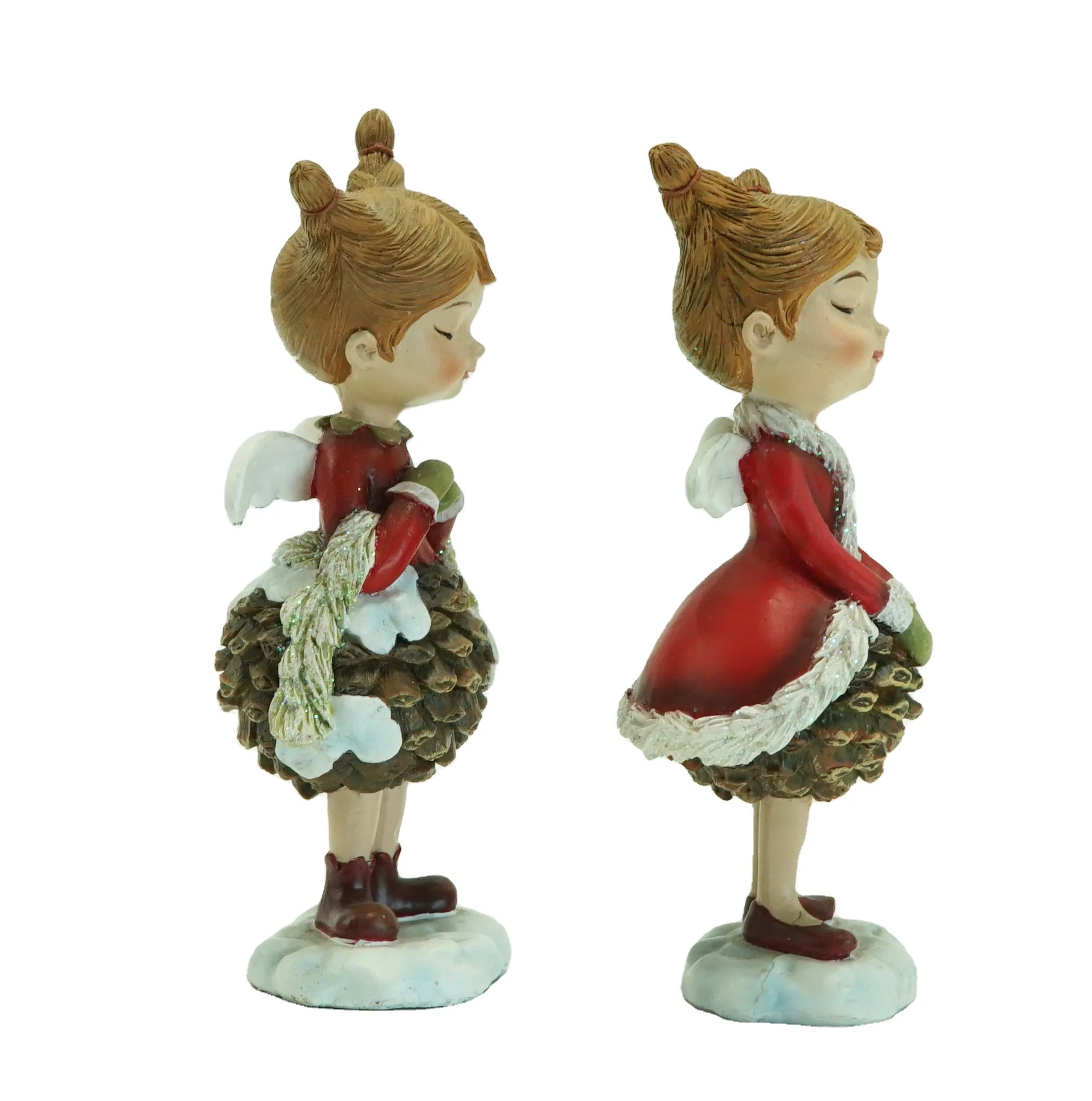 Wholesale Resin Pine Cone Angel Girl Figurine for Home Decoration