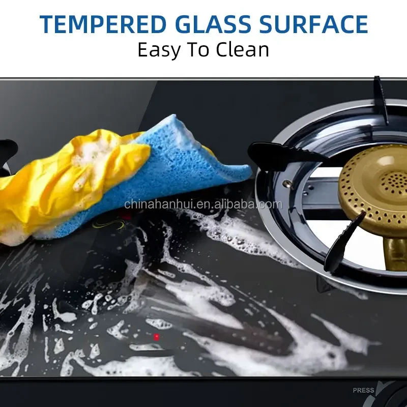 Gas stoves Glass Top Double Burner 0.6mm Tempered Glass Table Gas Stove With CE and SON