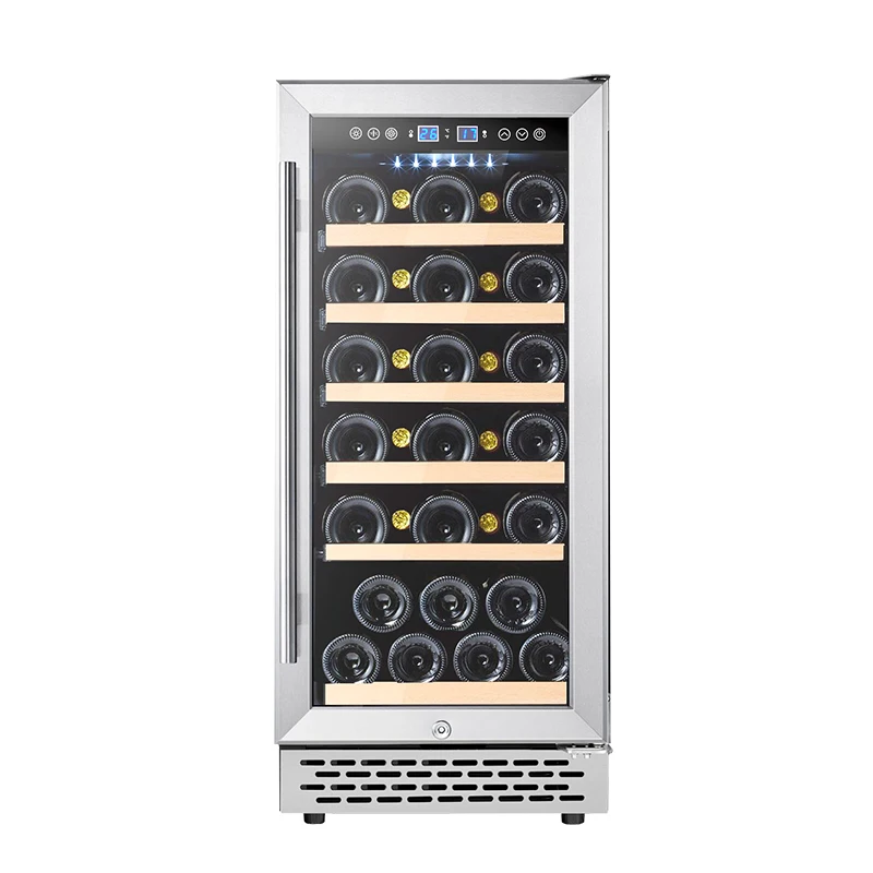 Customized Wine Freezer Built in Wine Cellar Cooler Compressor Single Zone Wooden Shelves Wine and Beverage Coolers