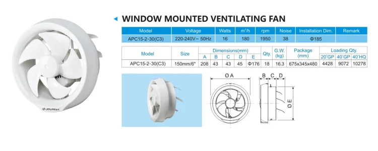 JINLING Plastic Round Shape Kitchen Smoking room bathroom Wall mounted ventilation exhaust fan