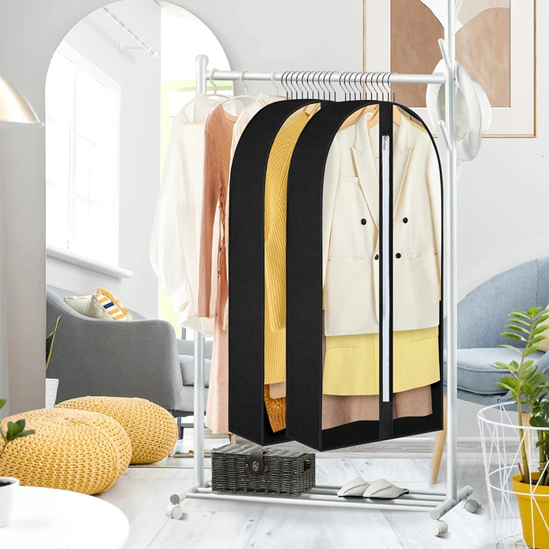 Custom Printed Durable Fabric Non Woven Home Closet Wardrobe Clothes Organizer Storage Garment Bags Dustproof Covers With Zipper