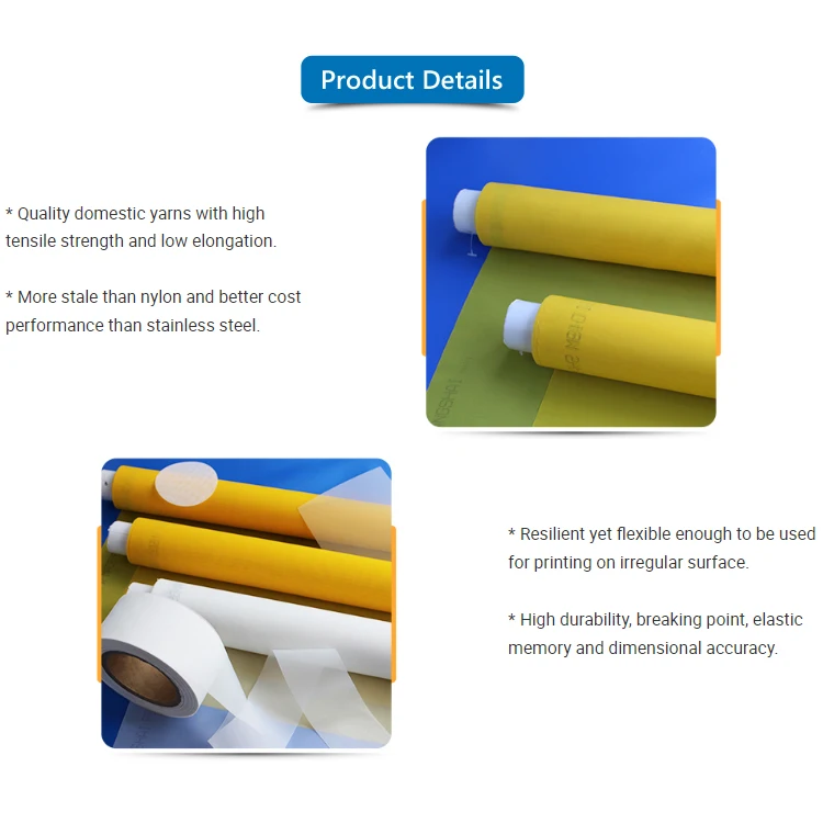 High corrosion resistance low elongation polyester printing screen  mesh screen mesh