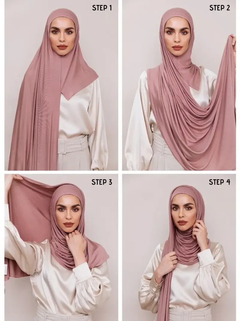 Wholesale New Fashion 1 Loop Premium Instant Cotton Jersey Hijab Scarf Soft Comfortable Stretchy Jersey Plain Instant Hijab