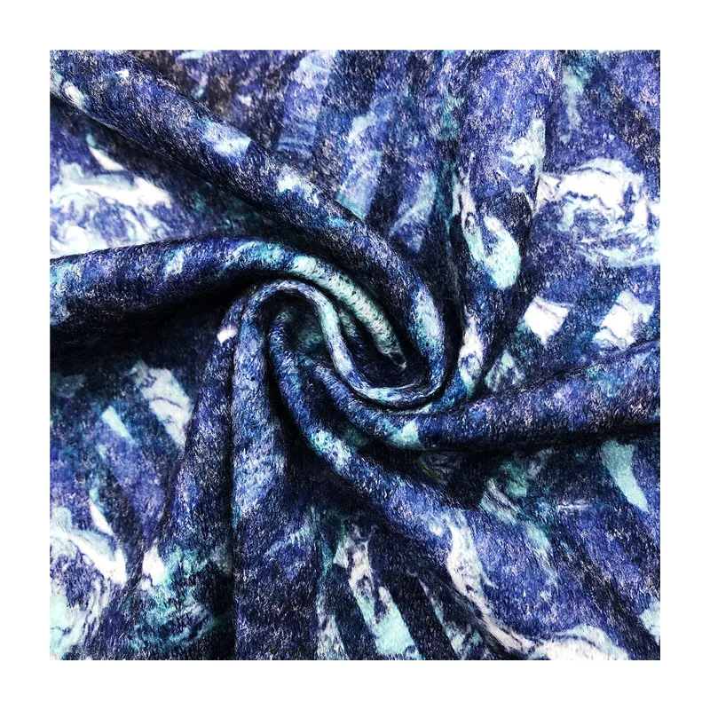 Customized Sublimation Floras and stripe design brushed knitted fabric light weight TR stretch printed jersey fabric for garment