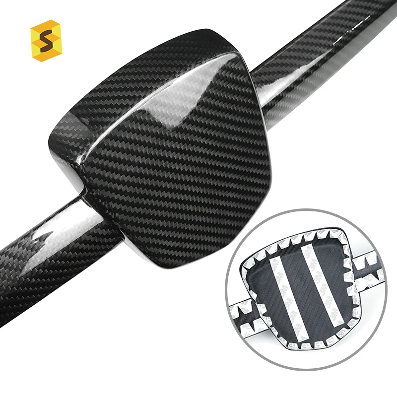 Shasha Carbon Fiber accessories Fashion Front Emblem Decorative Bezel Carbon Fiber Car Accessories For Fiat 500 2008 Years Up