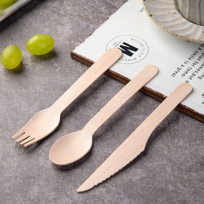 Natural biodegradable bulk birch wood spoon/forks/knives disposable wooden cutlery