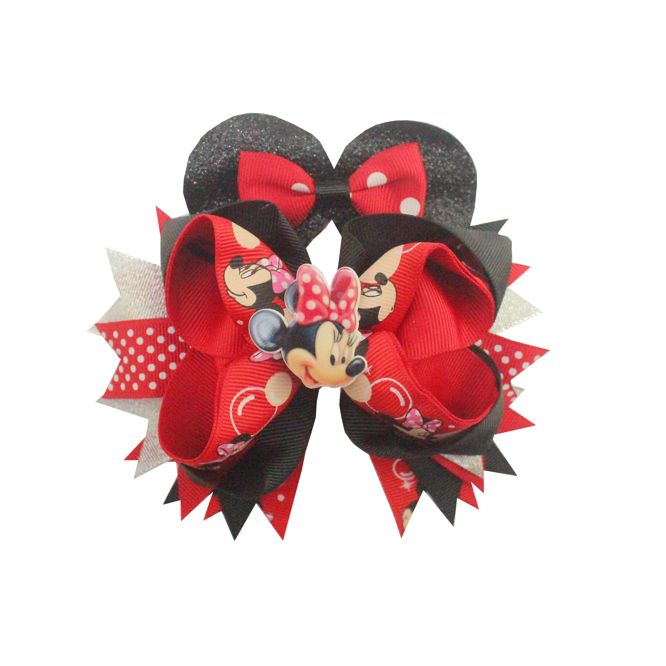 Boutique  mouse  hair bows lovely  mouse with earring  hair clips for girls
