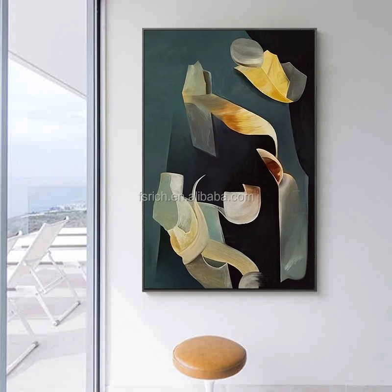 Hand-Painted Oil Painting Nordic Light Luxury Porch Vertical Version Modern Living Room Decoration Corridor Paintings