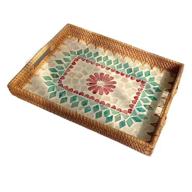 Hot sale Vietnam rattan footed basket fruit high quality supermarket rattan basket