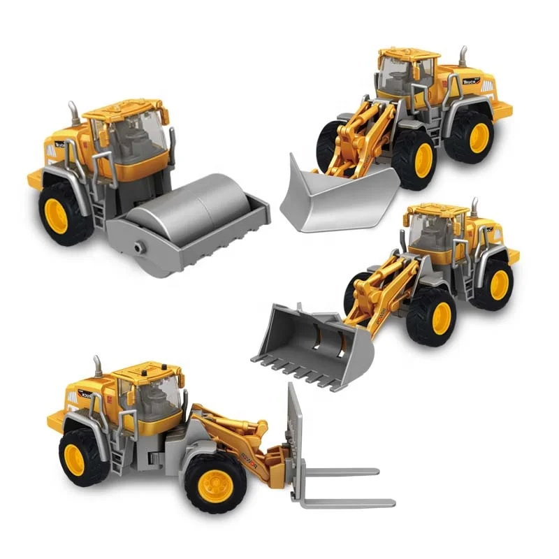 Hot Selling Engineering Roller Forklift Bulldozer Forklift Mix Packing Metal Inertia Car Children Gift