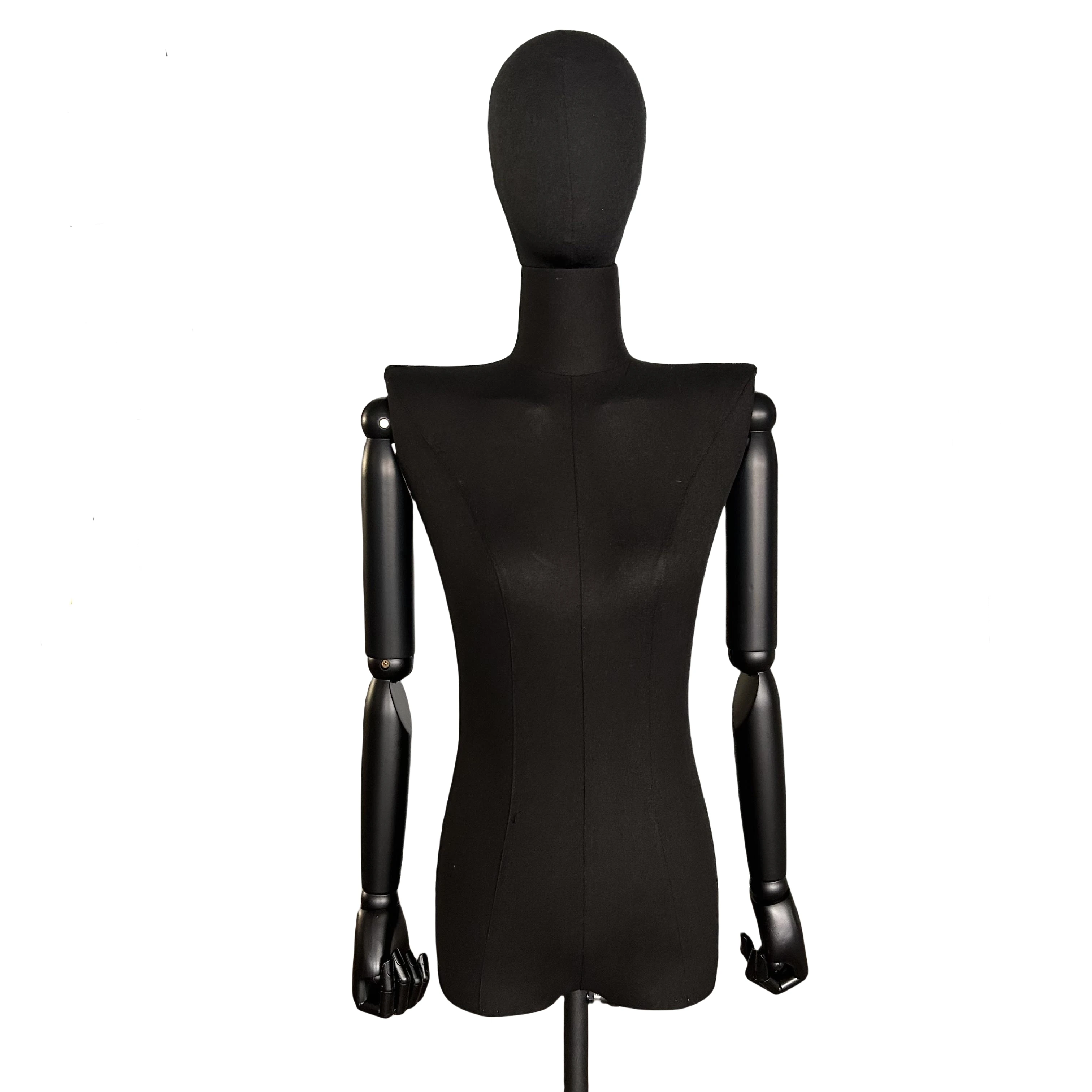 High End Female Upper Body Mannequin Clothes Garment Displaying Female Torso Metal  Base With Adjustable Wooden Hands On Sales