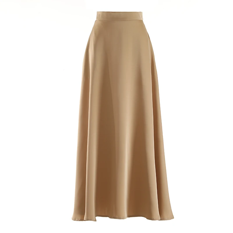 French Vintage Clothes Modern Classy Series Chic Trumpet Zipper-up Satin High Waist Office Ladies Elegant Women Skirt