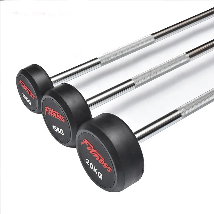 High quality new design fitness body building training gym workout product rubber barbell