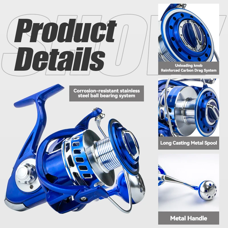 Saltwater Jigging Fishing 4.7:1 Gear Ratio 6+1 Ball Bearing CNC Metal Rocker Arm Sea Fishing Trolling Boat Spinning Reel