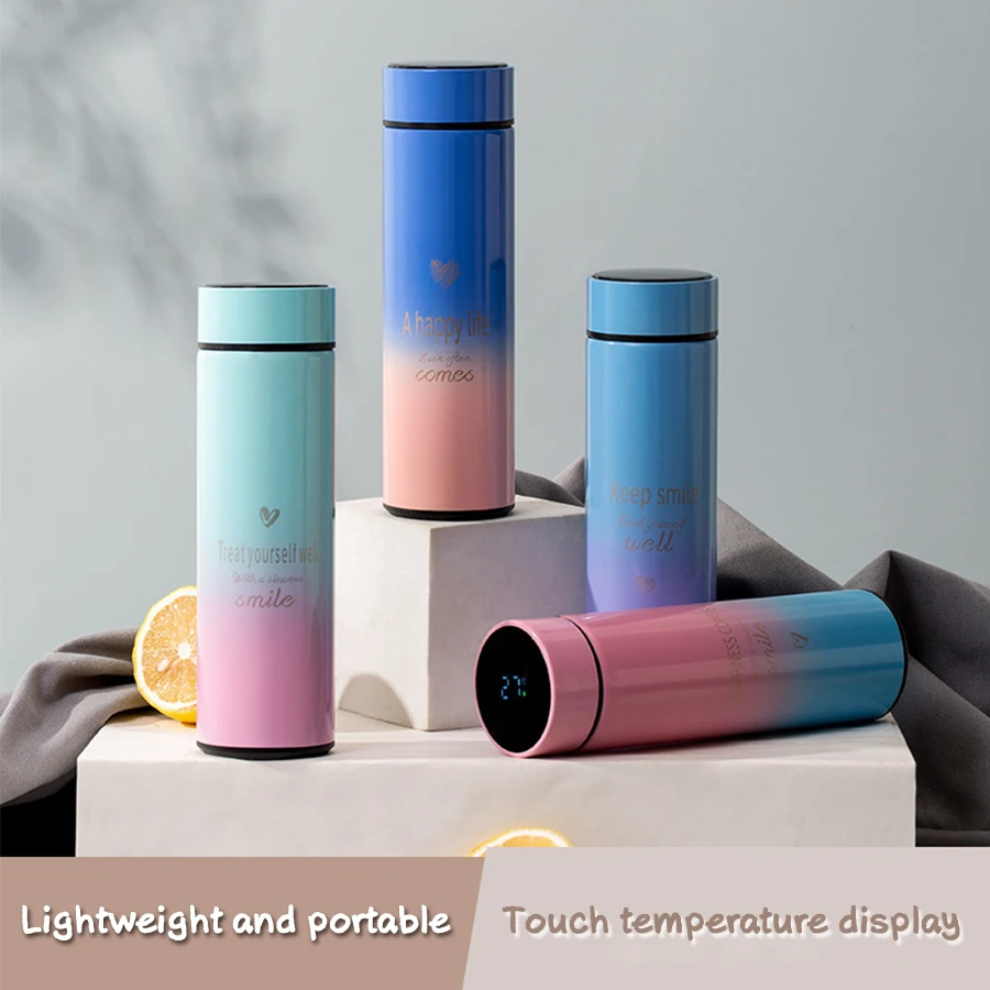 Smart Temperature Display Thermos Flask Stainless Steel Travel Thermo Mug Cup Water Filter Bottle With Tea Strainer For Coffee