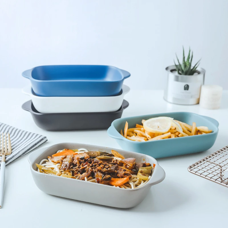 Nordic Style Ceramic Baking Plate Fruit Cheese Baking Tray Suitable For Microwave And Dishwasher