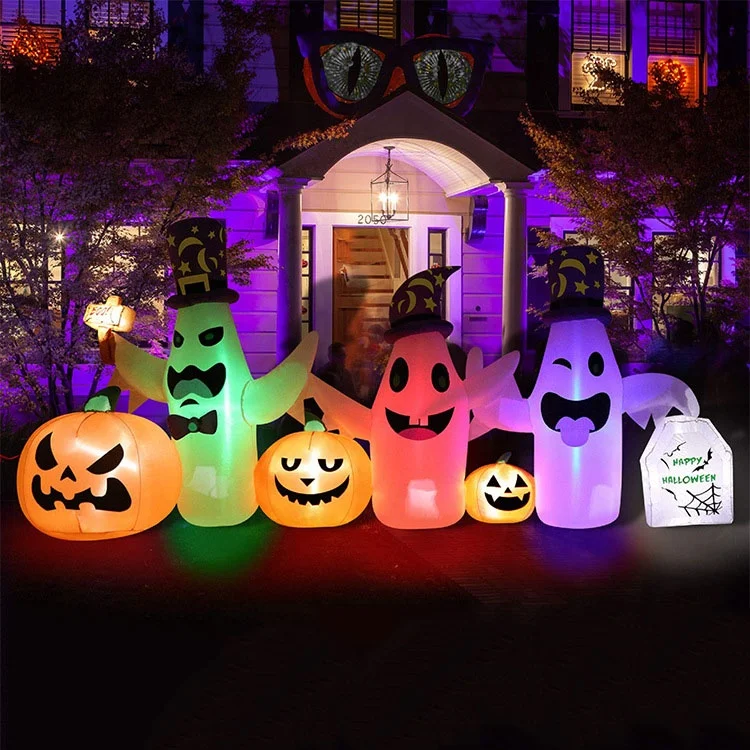 Halloween decoration three little devil pumpkins halloween inflatable outdoor with led light