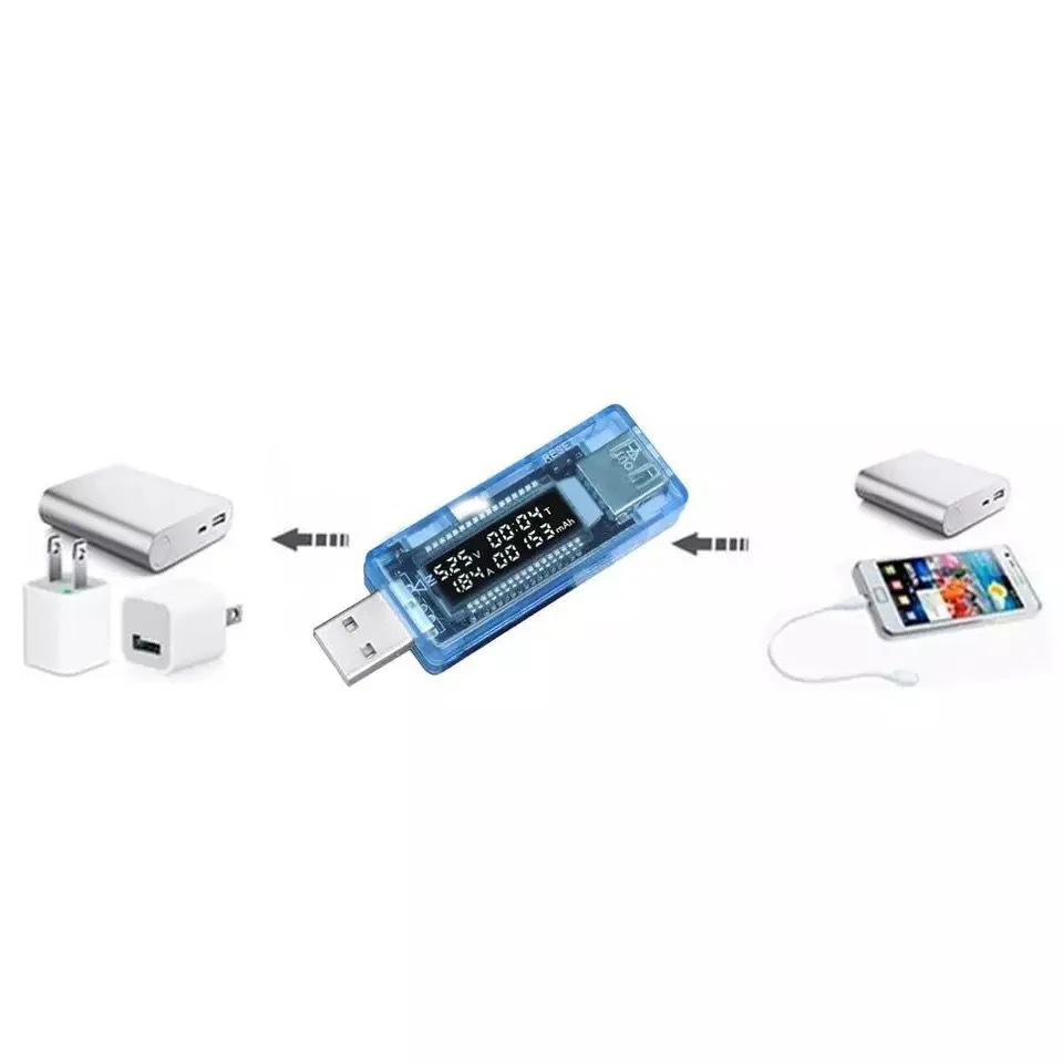 Тестер напряжения тока белый мобильный измеритель мощности USB рабочее время светодиодное окно