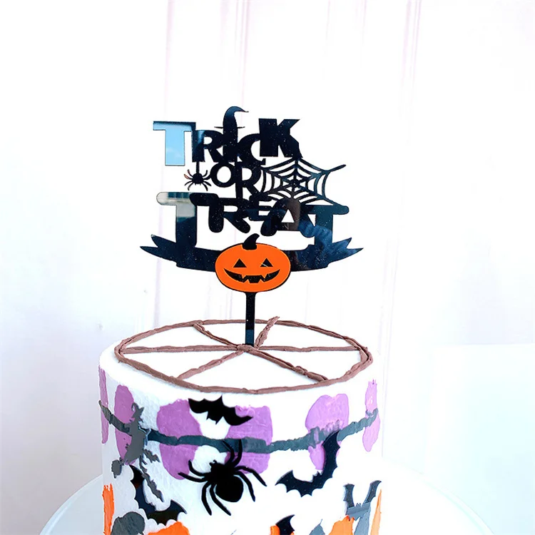 NEW Baking Supplies Cake Decoration Pumpkin Bat Witch Acrylic Card For Happy Halloween Decor