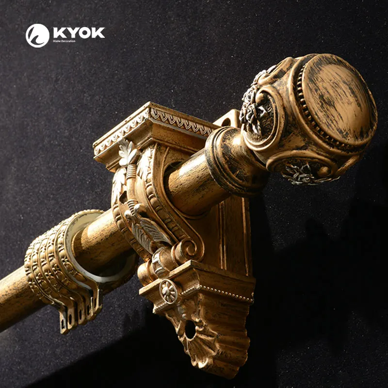 KYOK Luxury curtain wooden poles flag pole finials curtains holder and pipe