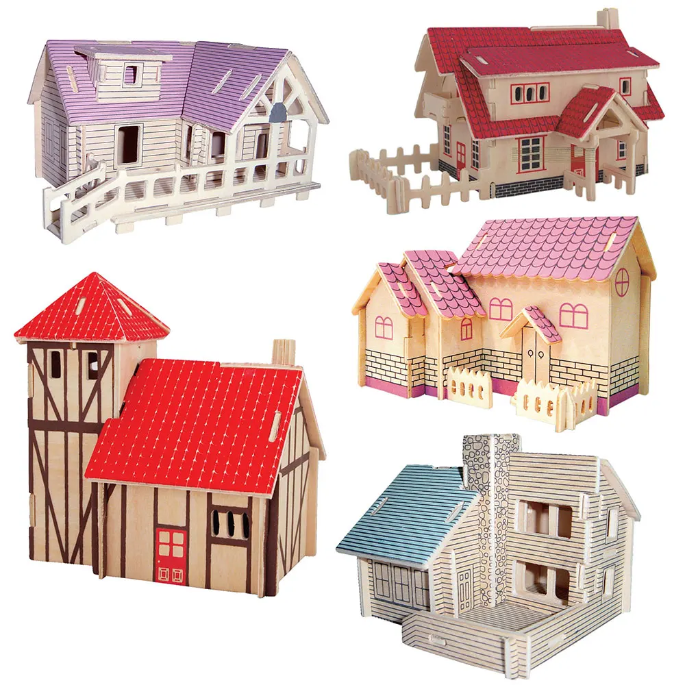Дети diy Развивающие Мини Деревянные игрушки Кукольный дом
