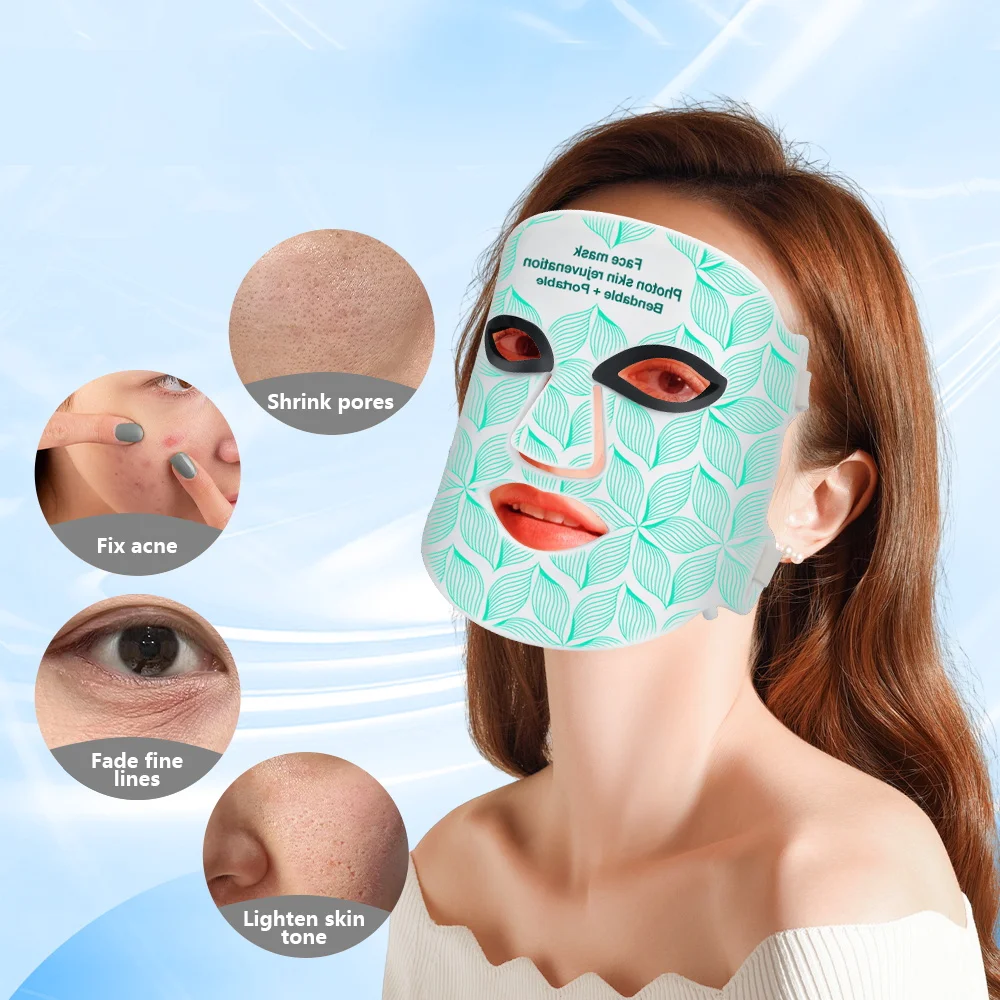 8-color Led facial mask Soft silica gel red blue light treatment facial anti-aging skin regeneration facial mask equipment