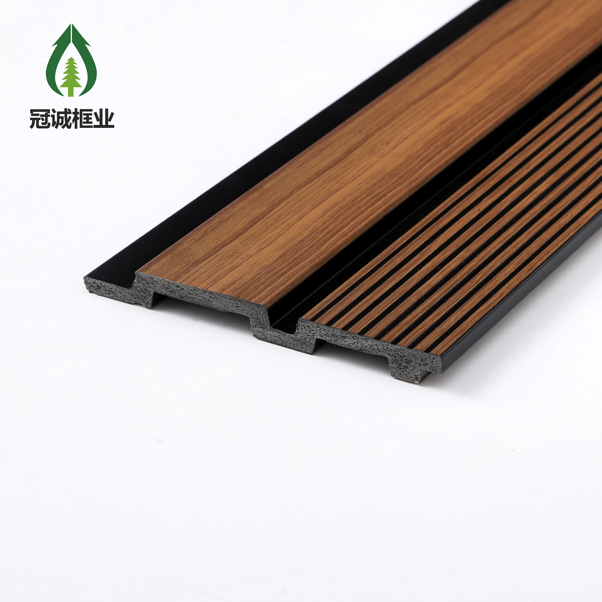 High Quality Customized Modern 3d Gold Line Luxury Design Waterproof Fluted Wood Slat Ps Interior Wall Panel For Indoor Decor
