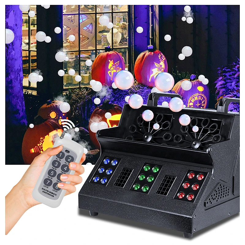 SHTX 2 wheel led smoke bubble machine 1500w bubble fogger machine mini fog bubble machine with led rgb wash