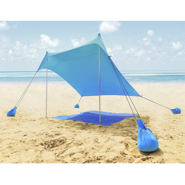 Beach Awning Tent Sun Shelter Lightweight with Anchors Sandbags Beach Sunshade for Camping Fishing Hiking Beach Picnic