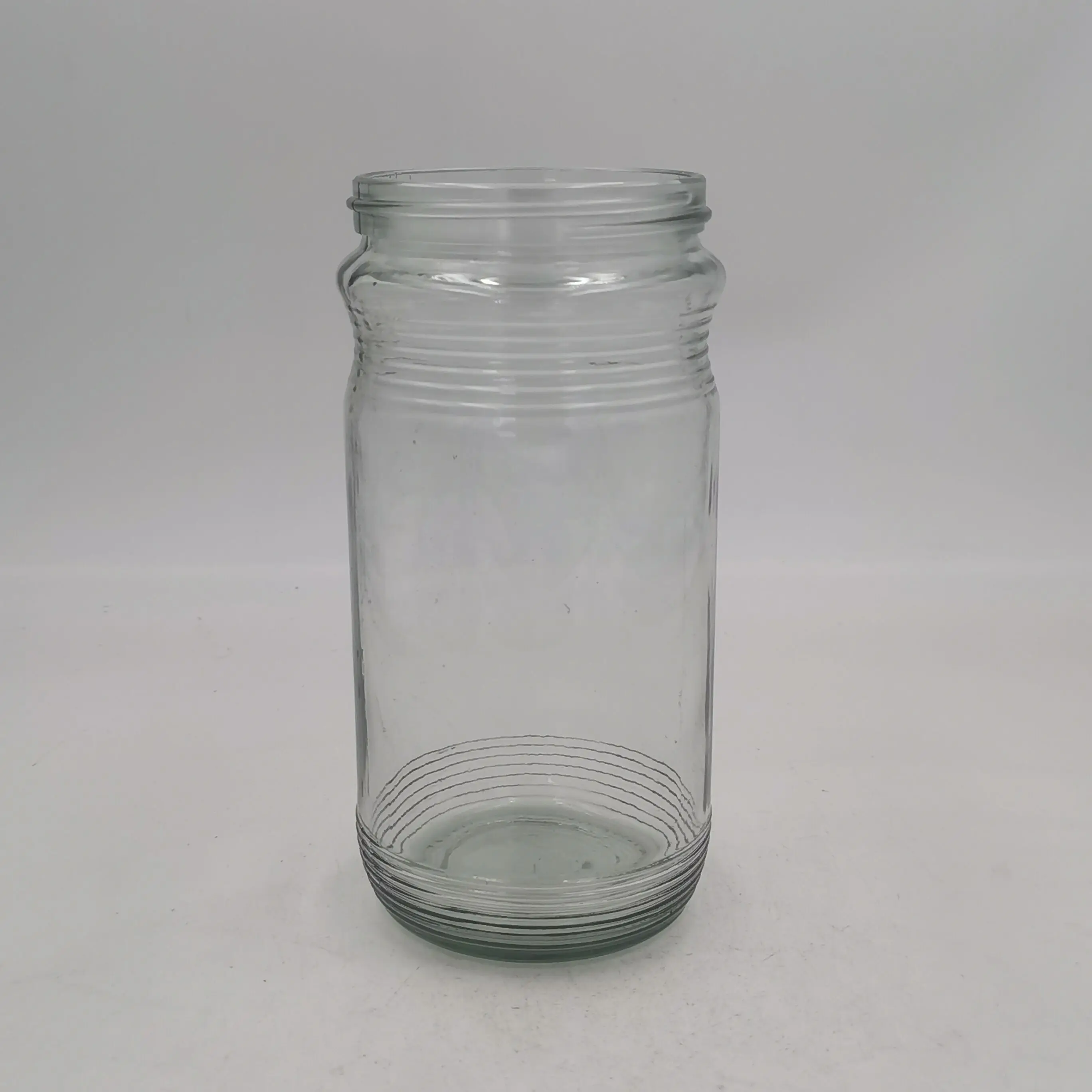 Customized  815ml  transparent glass jar for food  with green cap