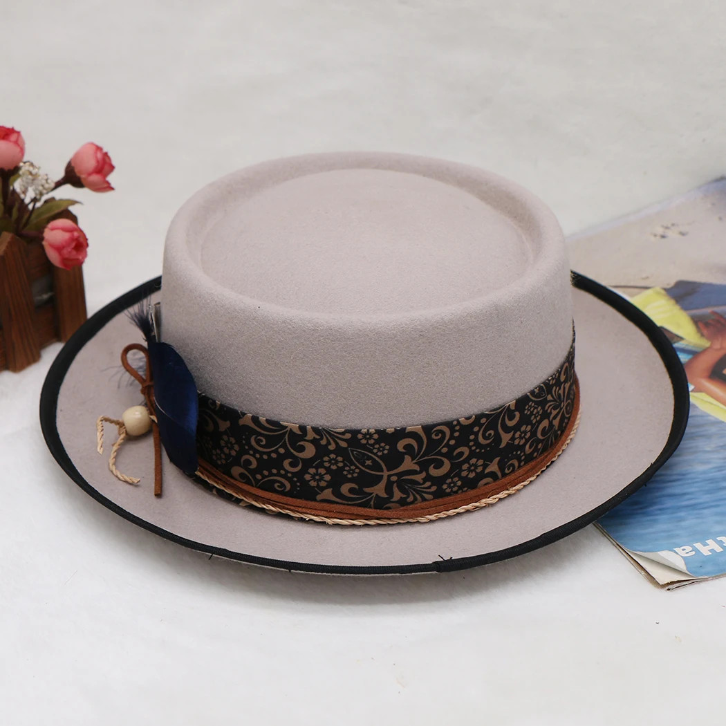 Pure Wool Felt Fedora Hat Open Road Vintage Rancher Hat Airway Vented Panama Hats for Men Women