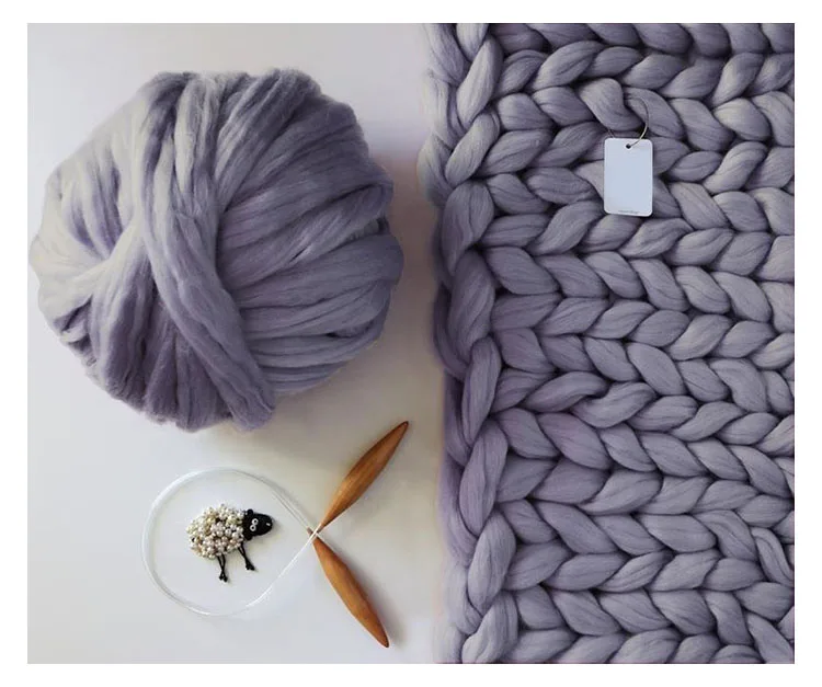 
23 Micron 66s knitting blanket 100%merino wool super chunky giant thick yarn for making rugs blanket and crafts 