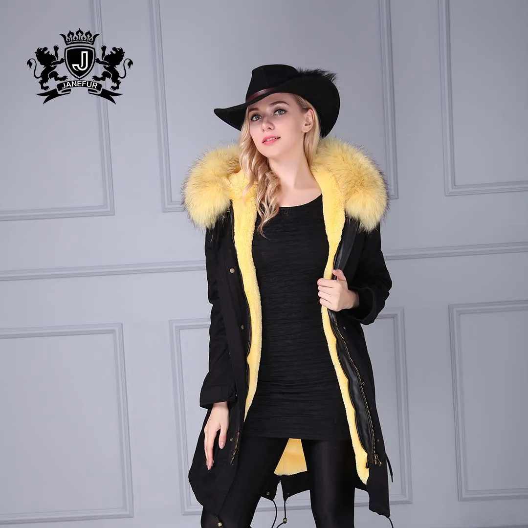 New outwear faux fur lined men black warm parka with fox fur hood