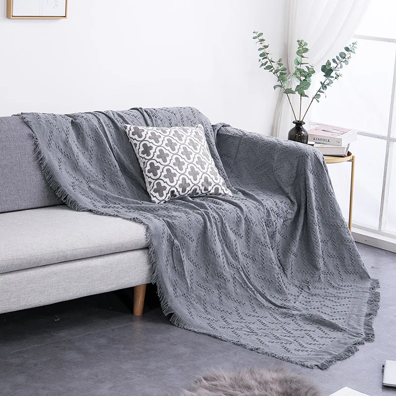 Bohemian Cotton Knitted Thread Sofa Blanket Soft Towel Bed Plaid Vintage Home Decor Tapestry