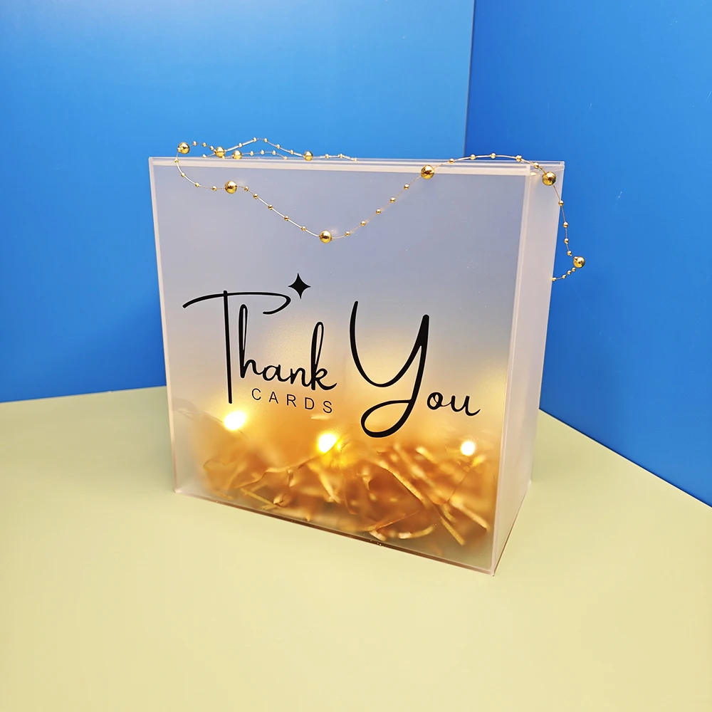 Custom White Clear Wedding Acrylic Thank you Card Box Wedding Innivation Storage Acrylic Frosted Card Box