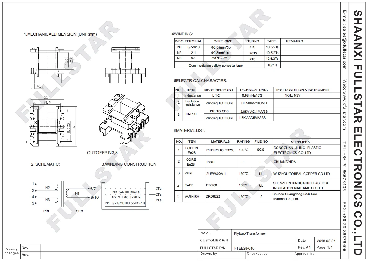 EE28 EE33 EE40 EE55 EEL25 Transformer ferrite core power transformer