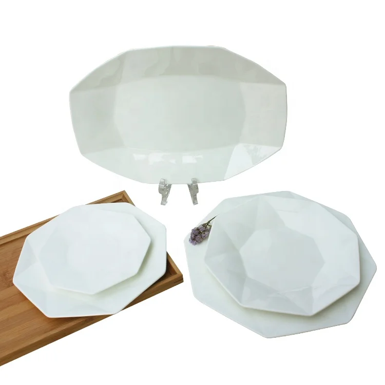 custom made octagon fine china royal white crockery porcelain ceramic tableware dinnerware sets