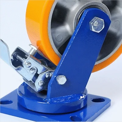 WBD 400kg - 700kg load capacity fixed swivel cast iron PU castor heavy moving machine caster wheels