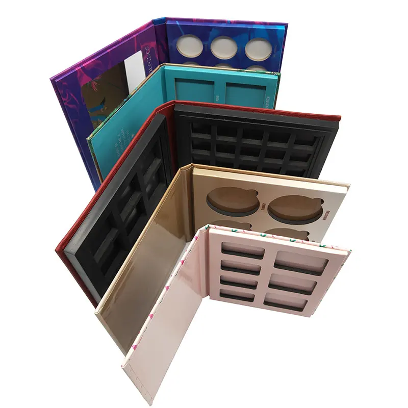 Wholesale Custom Printed Cosmetic Palette Packaging Empty Magnetic Flip Gift Rigid Cardboard Makeup Palette Eyeshadow Packaging