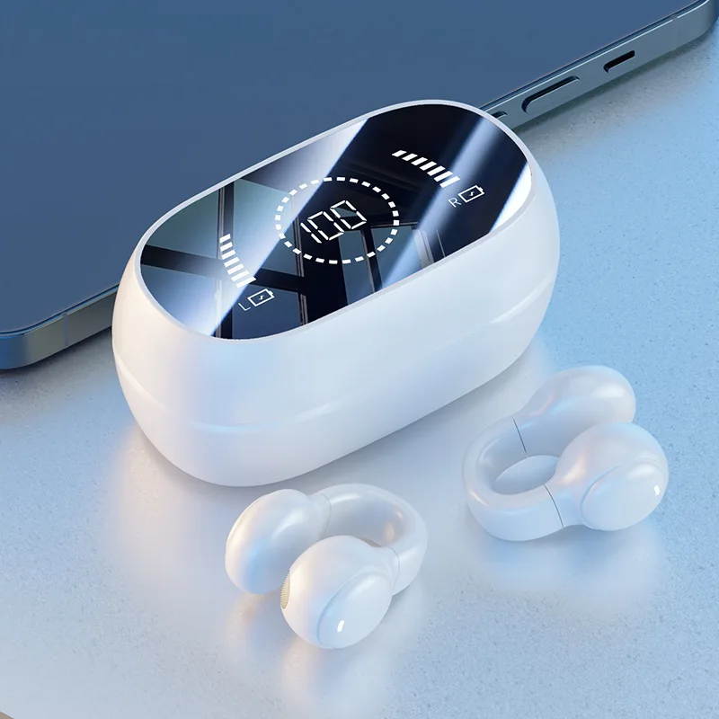 Clip-on Bluetooth headset for bone conduction non in-ear sports digital display long endurance headset