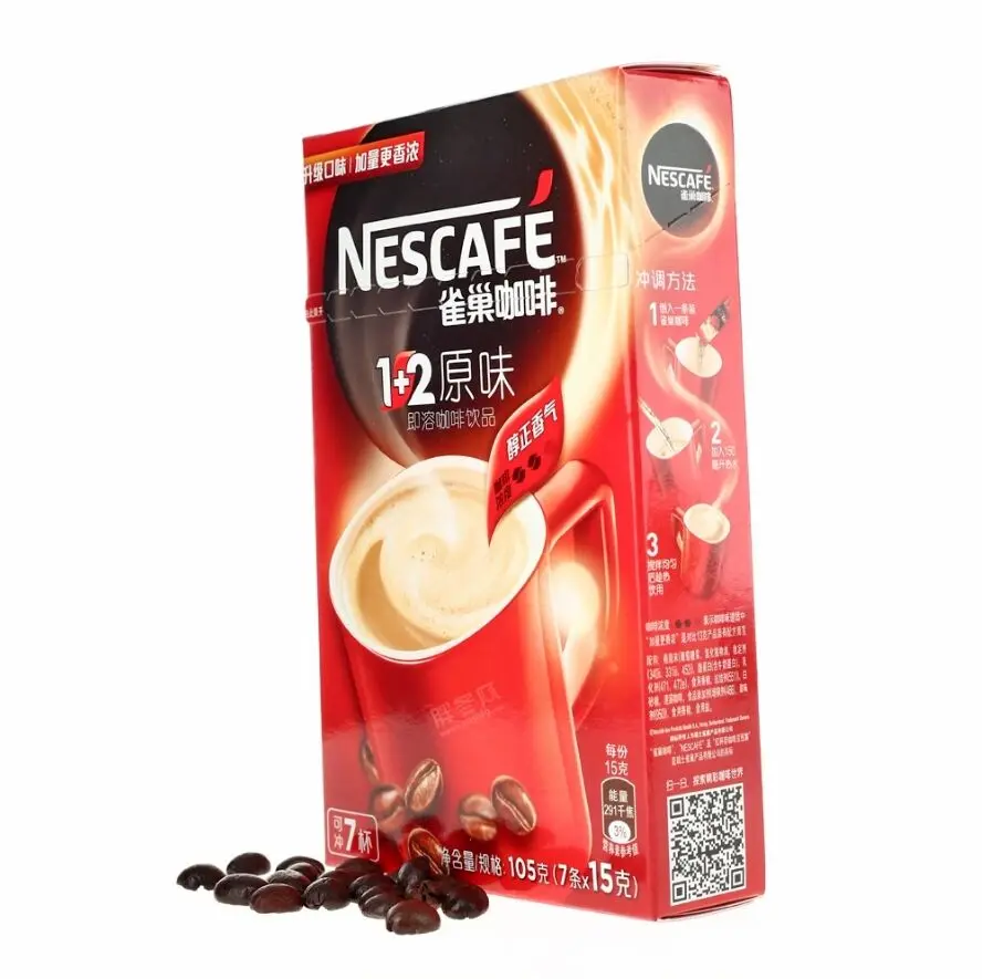 Nestle Coffee 1 Plus 2 оригинальная коробка с ароматом молока микро-измельчение растворимого кофе 105 г 15 * 7