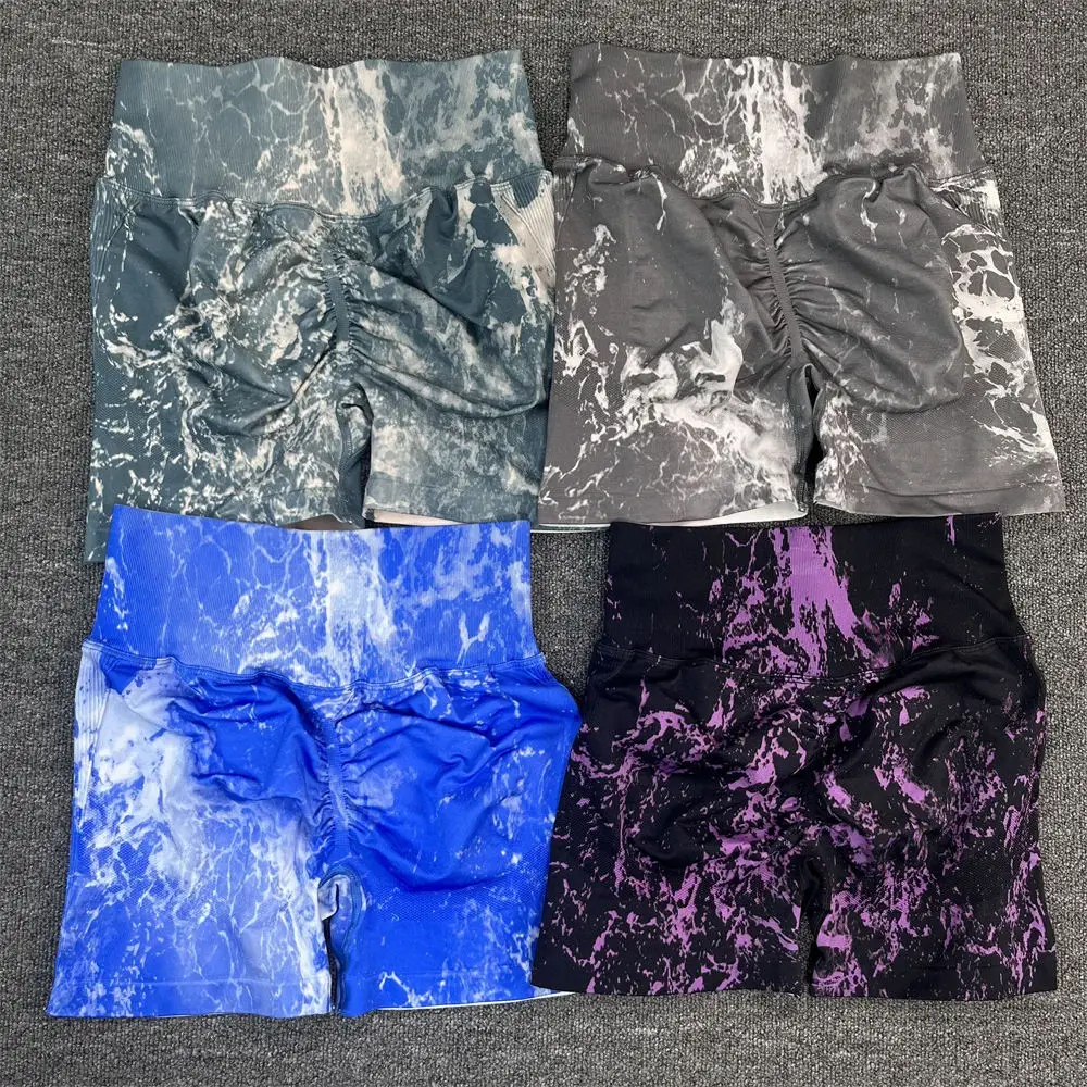Hot Seamless Tie dye Yoga Sports Fitness Sets High Waist Hip Raise Trousers Beauty Back Bra Suits Women Workout Gym Leggings Set