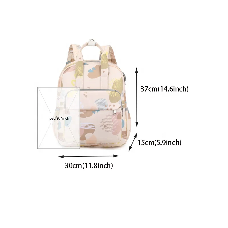 Wholesale New Design Colorful Printed Waterproof Large Capacity Washable Cloth Unisex Mom Baby Diaper Bags  Backpack